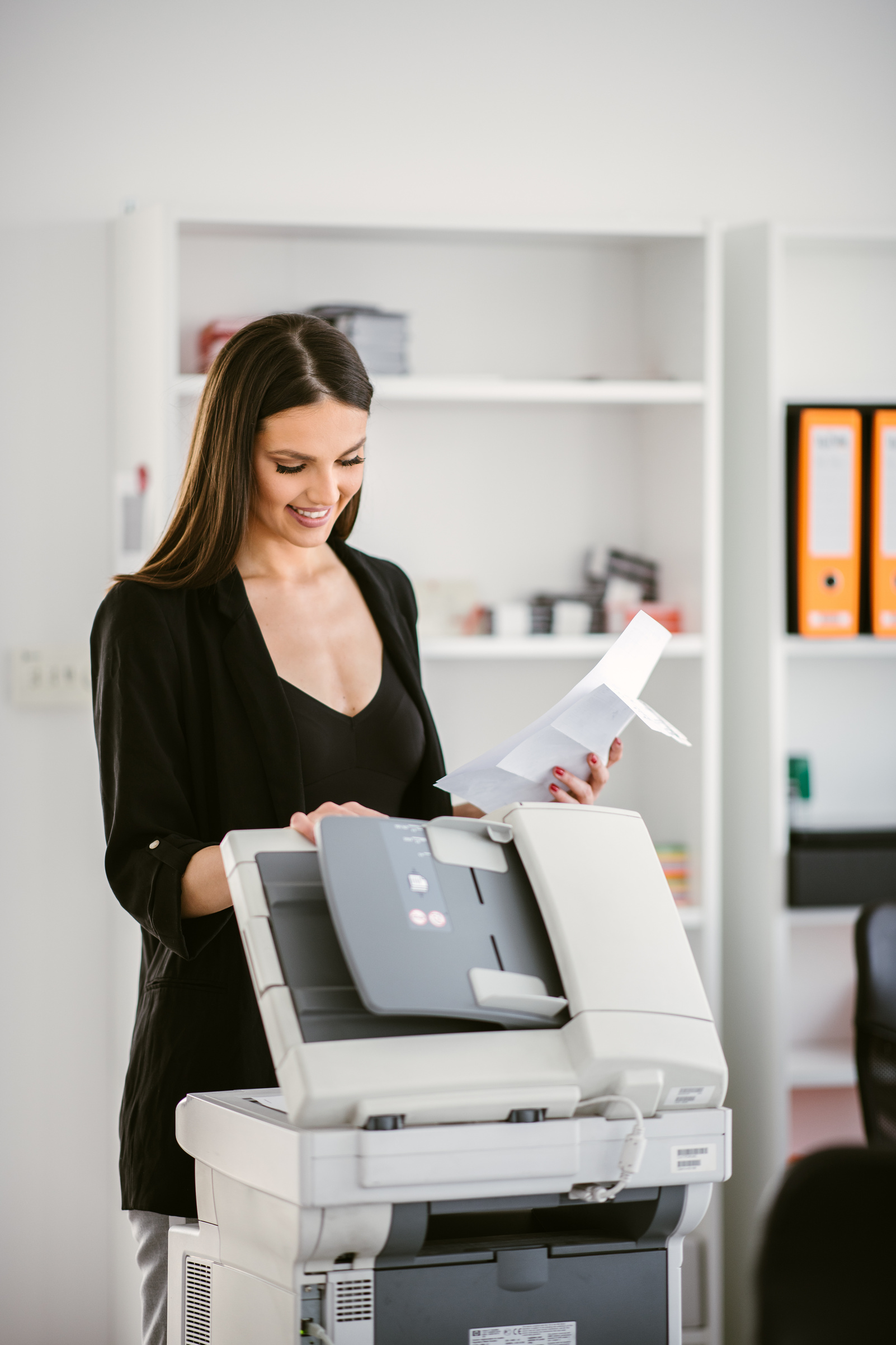 Secretary using printer